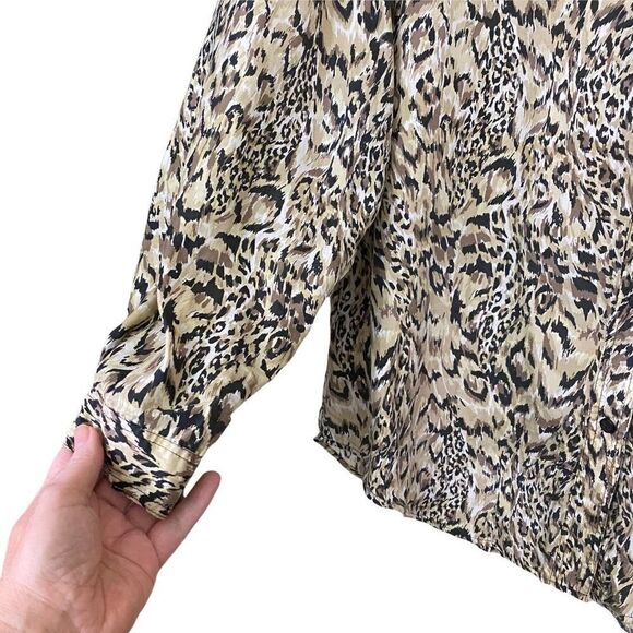 Vintage Metro Express Animal Print Silk Blouse Size Large - Picture 3 of 7